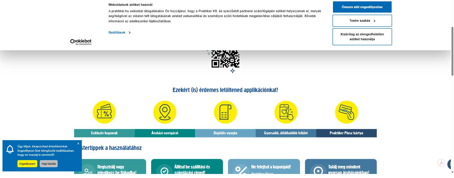 Praktiker mobilalkalmazás funkciói – kuponok, áruházi navigáció, digitális nyugta, Praktiker Plusz kártya