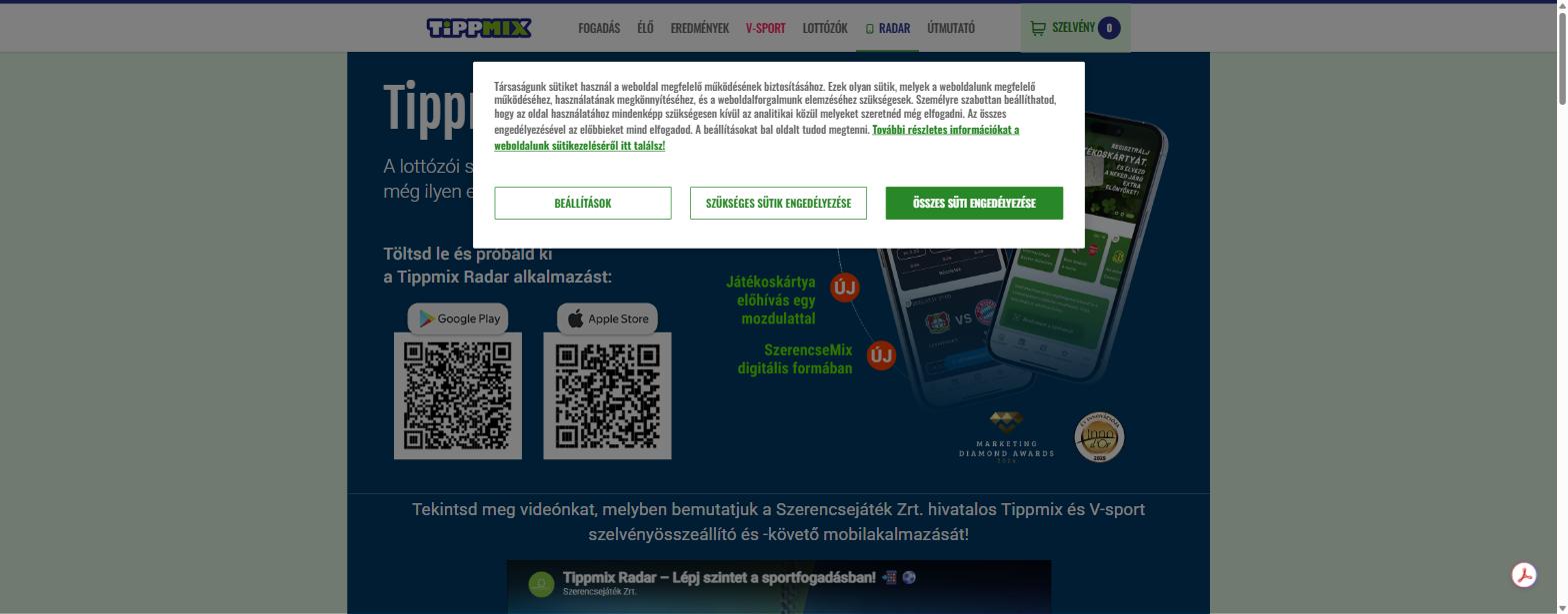 Tippmix Radar mobilalkalmazás – Szerencsejáték Zrt. hivatalos szelvényösszeállító és -követő appja